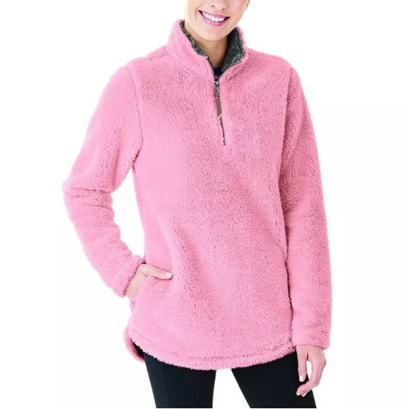 Charles River Apparel Pink Fleece Cozy Sherpa 1/4 Zip Popover Jacket SIZE XL - Picture 5 of 12
